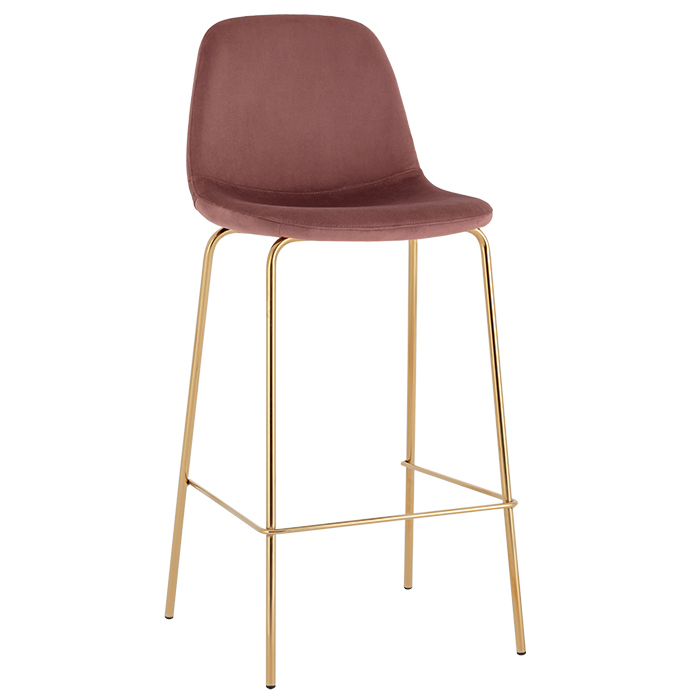 Комплект барных стульев Валенсия SN велюр пыльно-розовый золотые ножки (2 шт) Stool Group OS-001B HLR-44 gl BOX
