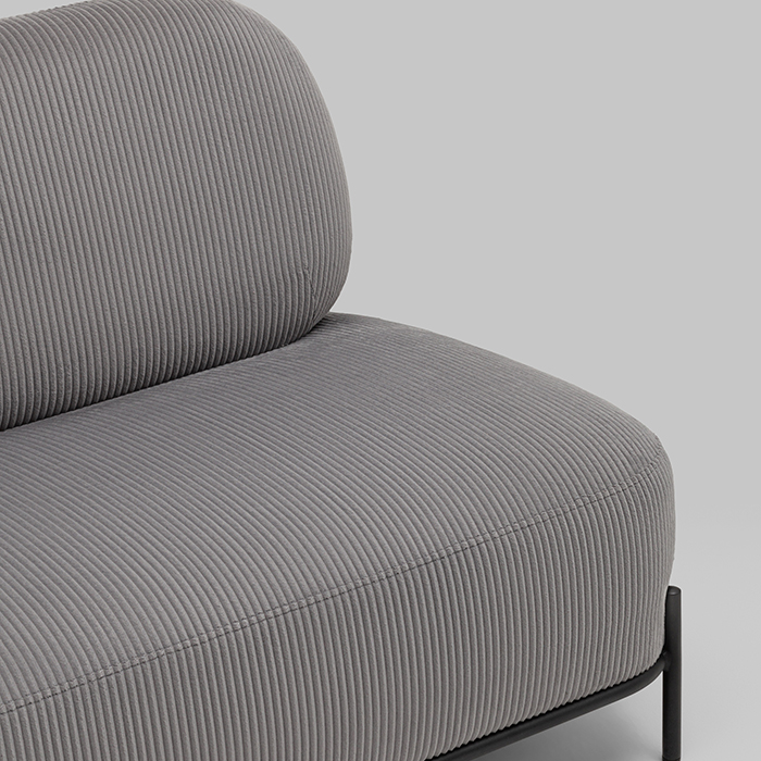 Диван Стоун велюр рельефный светло-серый Stool Group vd-dv-stone-cl-steel