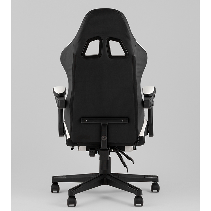 Кресло игровое TopChairs Prophet с оттоманкой чёрно-белый Stool Group GF-8086 black+white