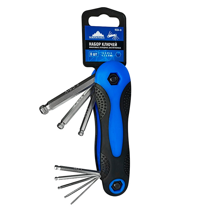 Набор ключей шестигранных 1.5-8 мм  (8 шт) Vertextools 1634-8