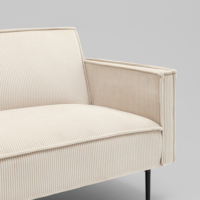 Диван прямой Кассель велюр рельефный молочный Stool Group vd-cassel-cl-bone