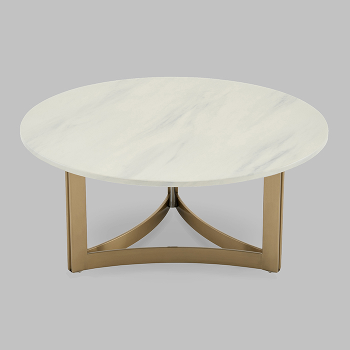 Журнальный столик Кассия D90 светлая керамика Stool Group ECT-292-BRCGS-white 333-2