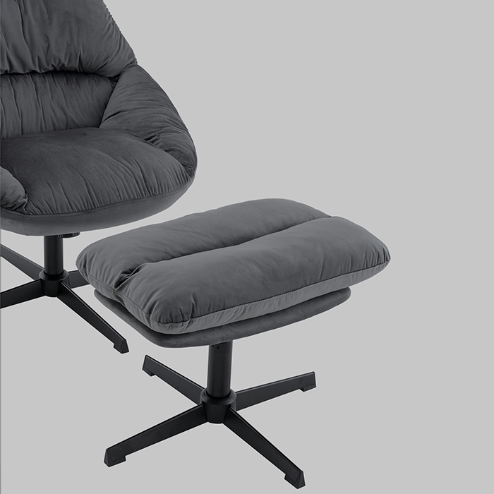 Кресло Оррелл серый с оттоманкой Stool Group QH-8347KT-OT HLR-21 dark grey