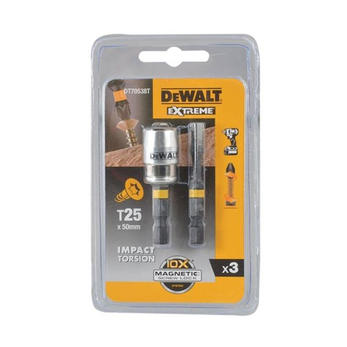 Биты T25 50 мм FlexTorq с магнитным держателем DeWalt DT70538T-QZ