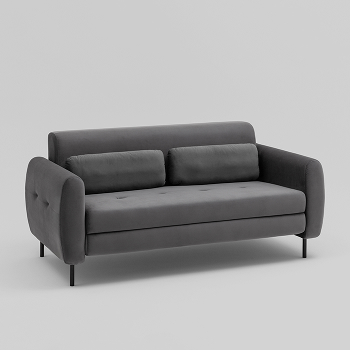 Диван-кровать прямой Барнаби велюр серый Stool Group vd-dv-barnaby-b27