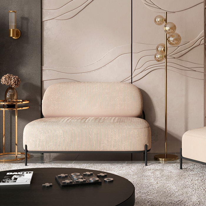 Диван Стоун велюр рельефный молочный Stool Group vd-dv-stone-cl-bone