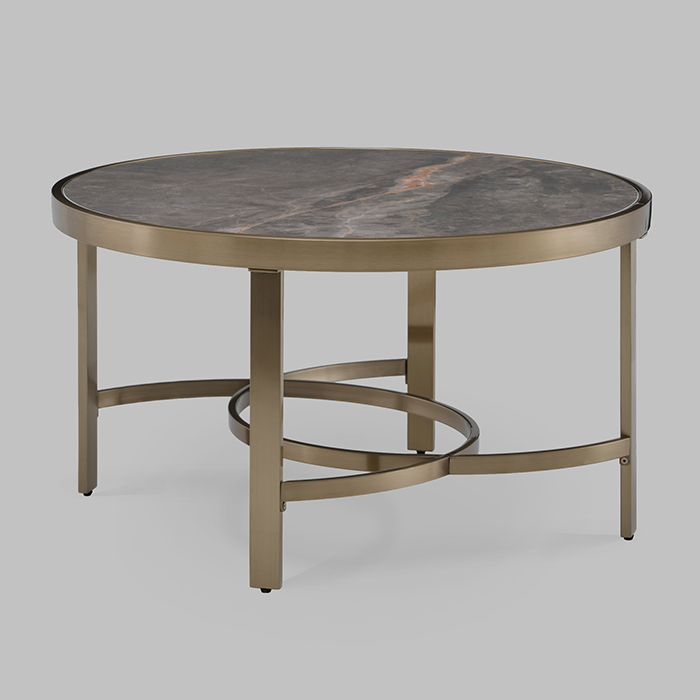 Журнальный столик Адриана D80 серая керамика Stool Group ECT-223-BRCG-BNSG