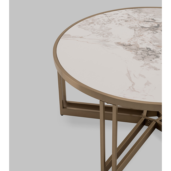 Журнальный столик Алиада D90 светлая керамика Stool Group ECT-279-BRCG
