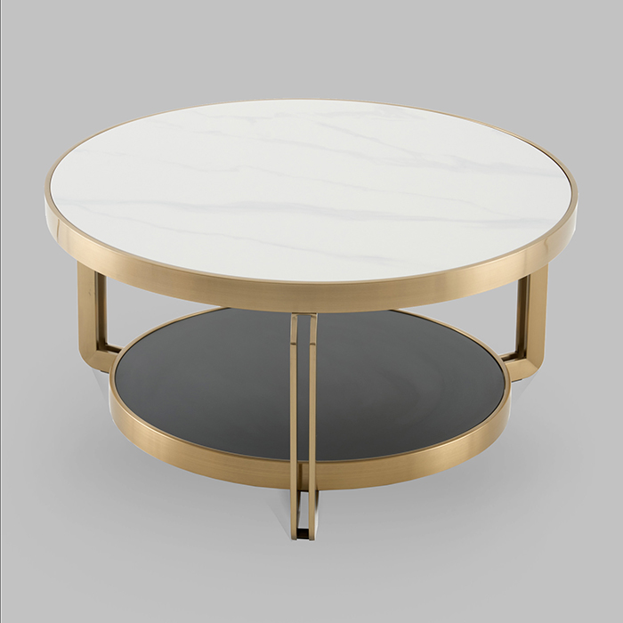 Журнальный столик Калисто светлая/темная керамика Stool Group ECT-316-BRCG white/black