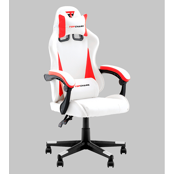 Кресло игровое TopChairs Phantom бело-красный Stool Group GF-D80 white+red