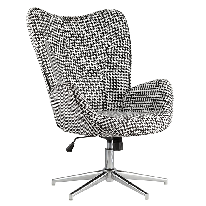 Кресло регулируемое Филадельфия гусиная лапка чёрно-белое Stool Group FUCHS HOUNDTOOTH