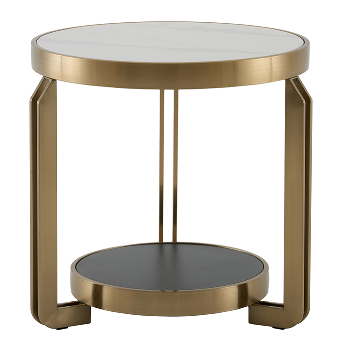 Журнальный столик Калисто светлая/темная керамика Stool Group EET-316-BRCG white/black