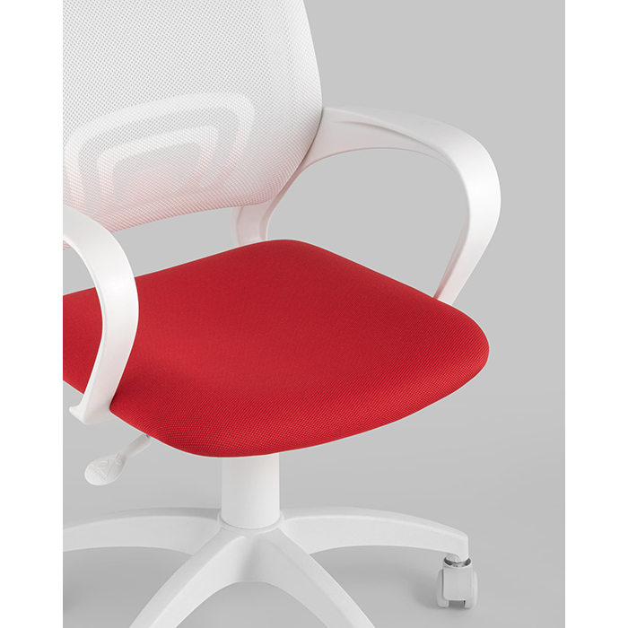 Кресло офисное TopChairs белый/красный Stool Group ST-BASIC-W/WH/26-22