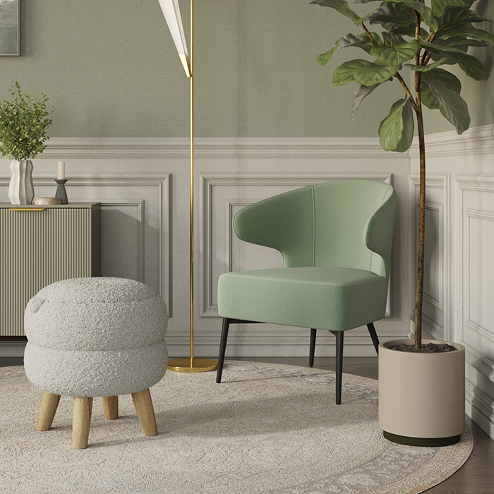 Кресло-лаунж Royal Stripes велюр фисташковый Stool Group vd-royal-v690-vl14