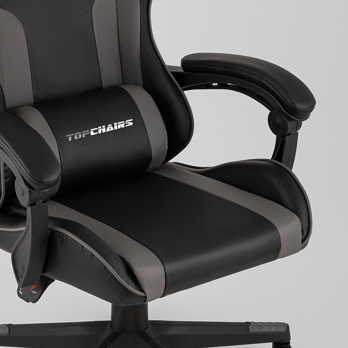 Кресло игровое TopChairs Commander чёрно-серый Stool Group GF-8082 black+grey