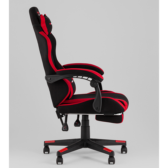 Кресло игровое TopChairs Prophet с оттоманкой чёрно-красный Stool Group GF-8086 TT701+TT703