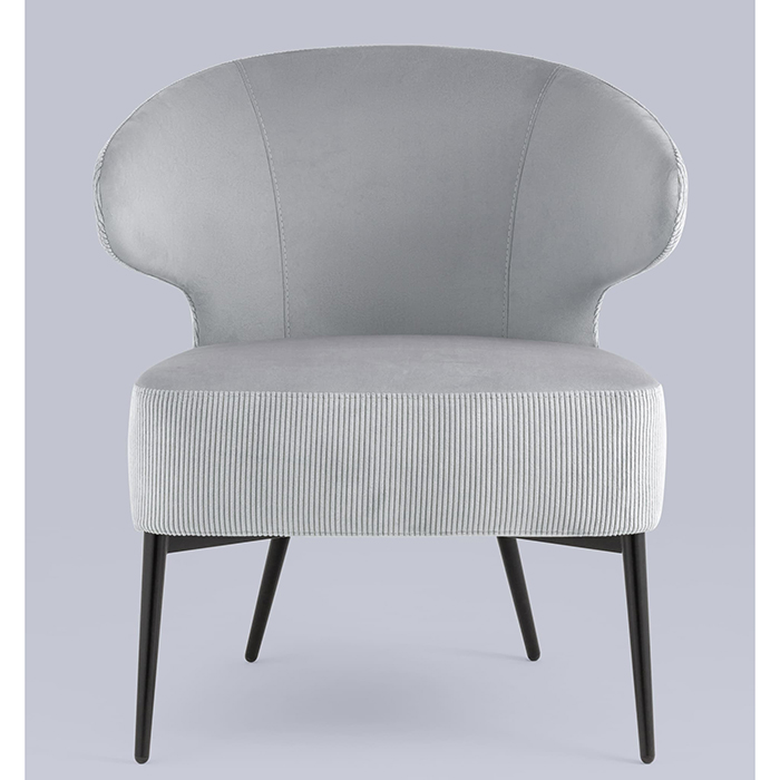 Кресло-лаунж Royal Stripes велюр серый Stool Group vd-royal-v994-vl12