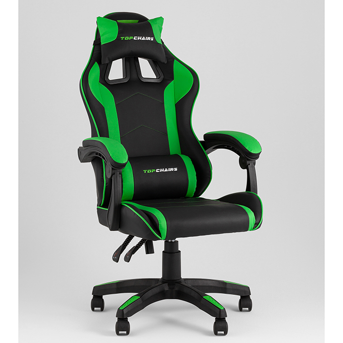 Кресло игровое TopChairs Shadow чёрно-зелёный Stool Group GF-8079 black+green