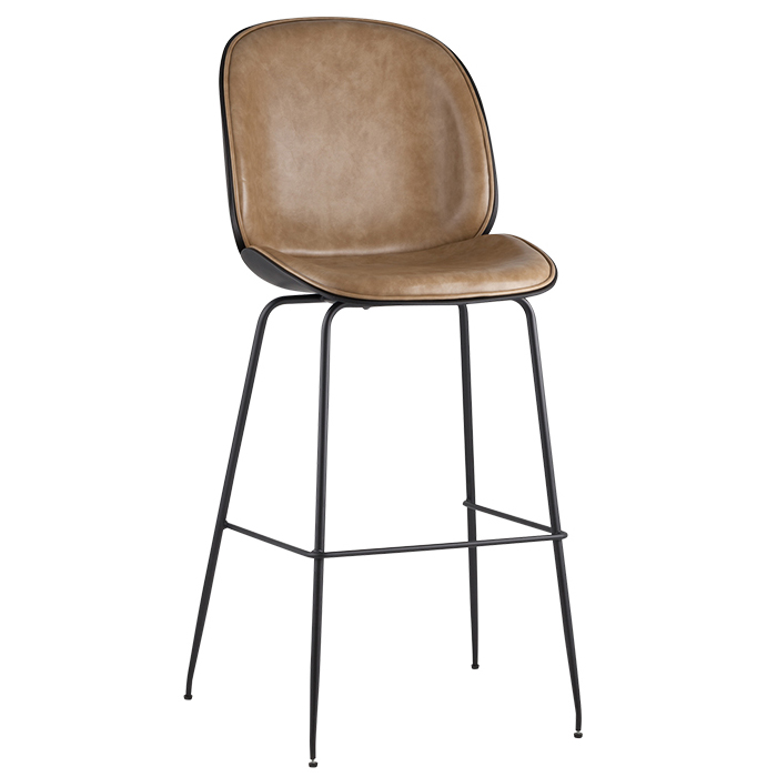 Комплект барных стульев Турин со спинкой бежевая экокожа черные ножки (2 шт) Stool Group 9329C BEIGE BOX