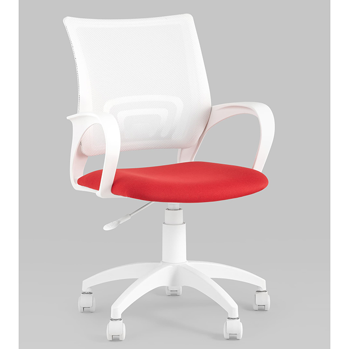 Кресло офисное TopChairs белый/красный Stool Group ST-BASIC-W/WH/26-22