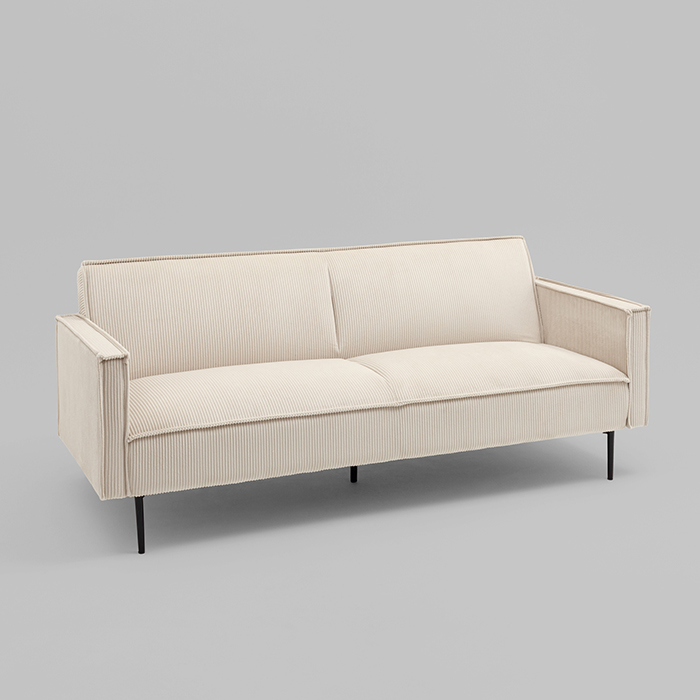 Диван прямой Кассель велюр рельефный молочный Stool Group vd-cassel-cl-bone