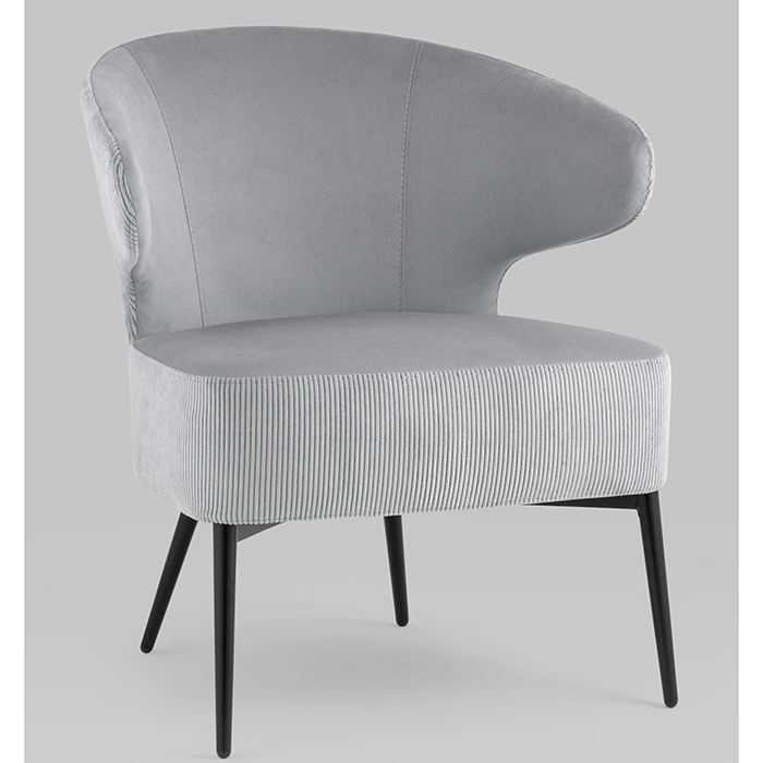 Кресло-лаунж Royal Stripes велюр серый Stool Group vd-royal-v994-vl12