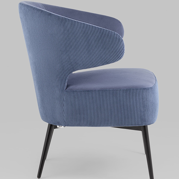 Кресло-лаунж Royal Stripes велюр синий Stool Group vd-royal-v795-vl48