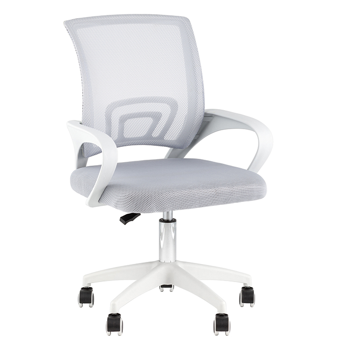 Кресло офисное TopChairs Simple серый крестовина белая Stool Group OUE-2501W grey