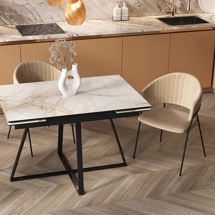 Стол раскладной Кассика 120-180х80 см керамика белый основание черное Stool Group SO 267-85210