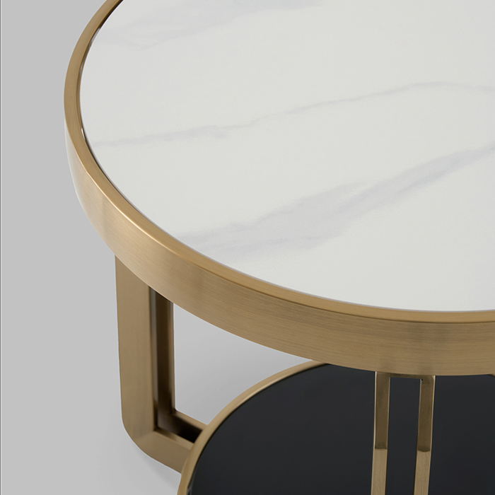 Журнальный столик Калисто светлая/темная керамика Stool Group EET-316-BRCG white/black