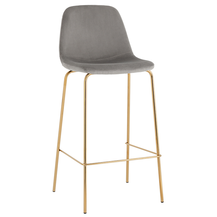 Комплект барных стульев Валенсия SN велюр серый золотые ножки (2 шт) Stool Group OS-001B HLR-18 gl BOX
