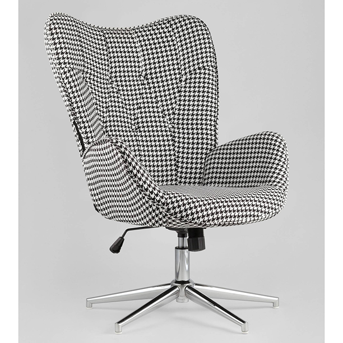 Кресло регулируемое Филадельфия гусиная лапка чёрно-белое Stool Group FUCHS HOUNDTOOTH