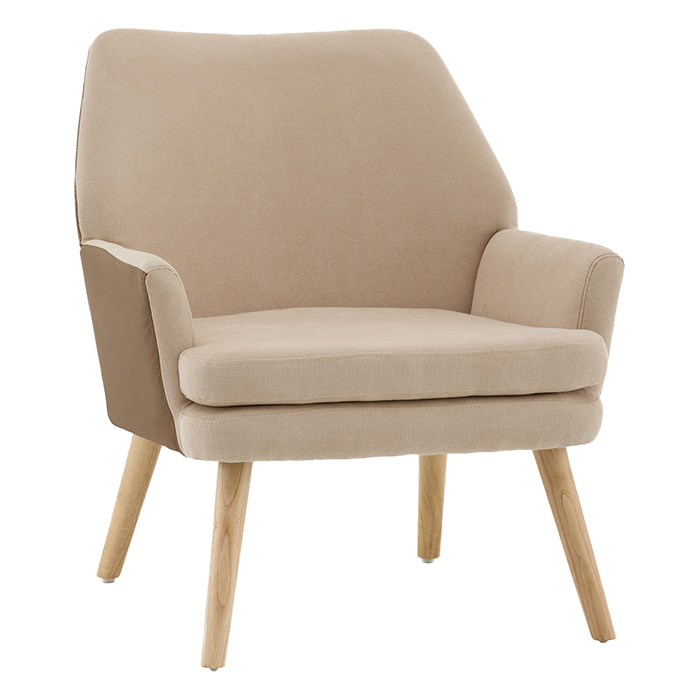 Кресло Харви бежевый с коричневой экокожей деревянные ножки Stool Group QH-8312K-WL 263-2+XC309-17