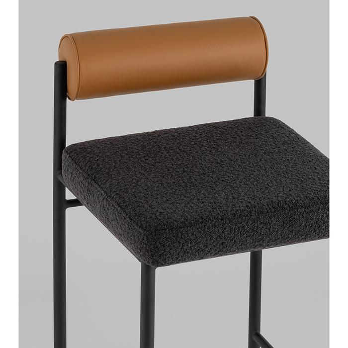 Стул барный Балла тёмно-серый с коричневой экокожей Stool Group FDC9939 sDC6095-10+b270-28