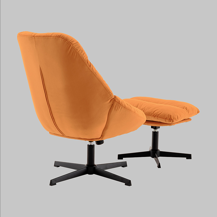 Кресло Оррелл терракотовый с оттоманкой Stool Group QH-8347KT-OT HLR-43 orange