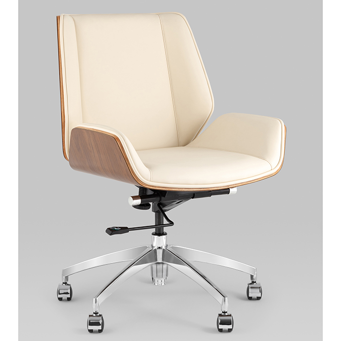 Кресло офисное TopChairs Crown бежевый Stool Group A312-A 8383-1 walnut back