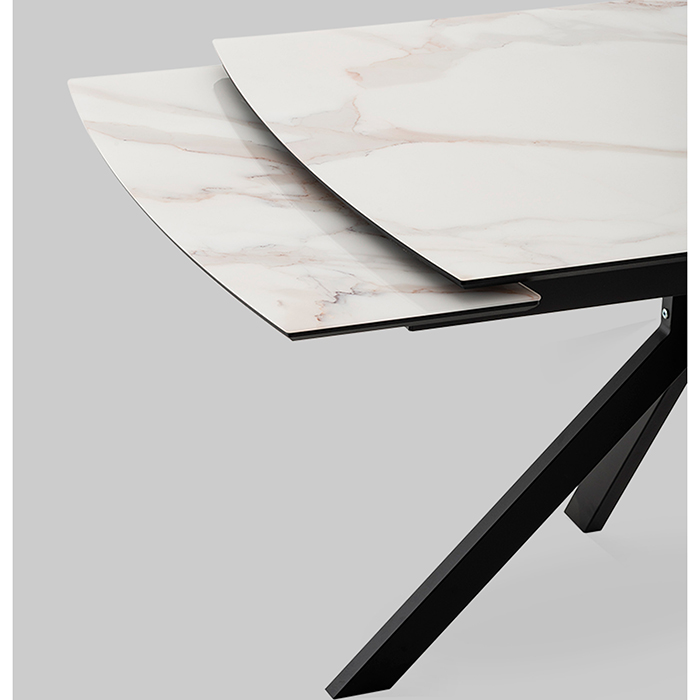 Стол раскладной Галац 120-180х80 см стекло белый основание черное Stool Group SO 273-77762