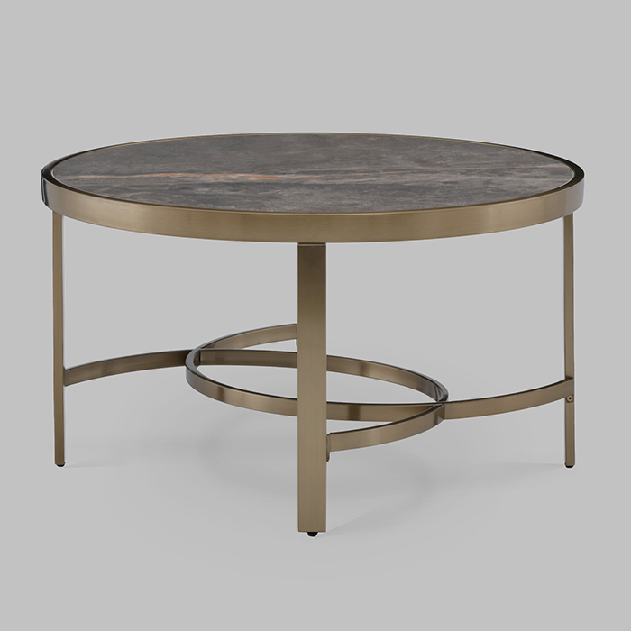 Журнальный столик Адриана D80 серая керамика Stool Group ECT-223-BRCG-BNSG