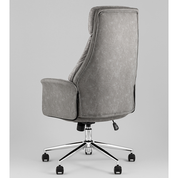Кресло офисное TopChairs Neoma светло-серый экокожа Stool Group YF-0515 ZE119A-14+FH-64 l.grey retr