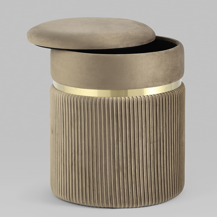 Пуф Миранда с ящиком велюр бежевый Stool Group 19B352VA-8167-7