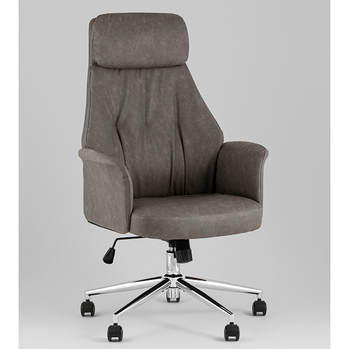 Кресло офисное TopChairs Neoma серый экокожа Stool Group YF-0515 FH-62 grey retro