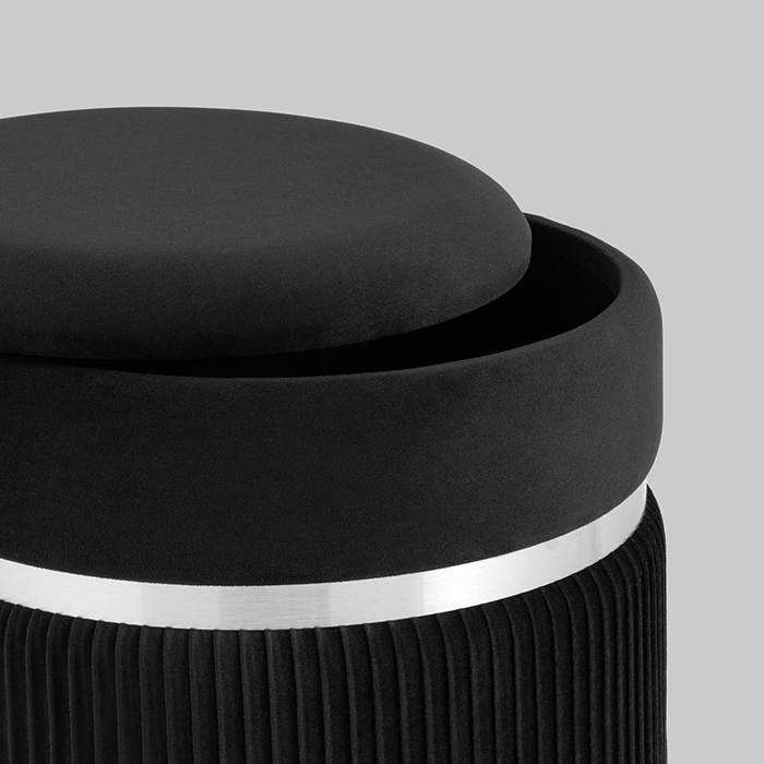 Пуф Миранда с ящиком велюр чёрный Stool Group 19B352VA-8167-70