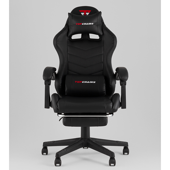 Кресло игровое TopChairs Prophet с оттоманкой чёрный Stool Group GF-8086 black