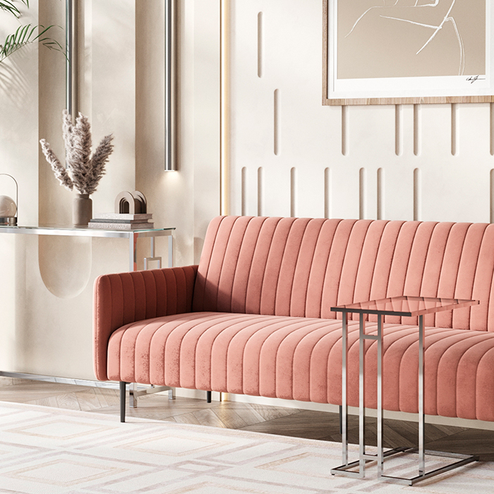 Диван прямой Дрезден велюр пыльно-розовый Stool Group vd-drezden-b15