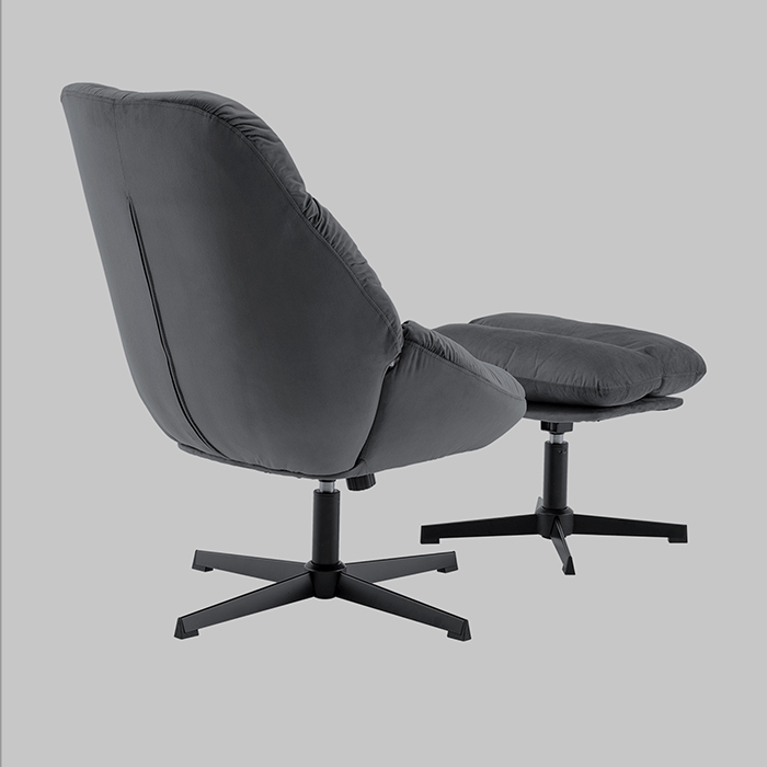 Кресло Оррелл серый с оттоманкой Stool Group QH-8347KT-OT HLR-21 dark grey