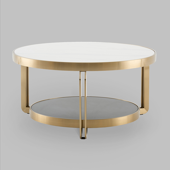 Журнальный столик Калисто светлая/темная керамика Stool Group ECT-316-BRCG white/black