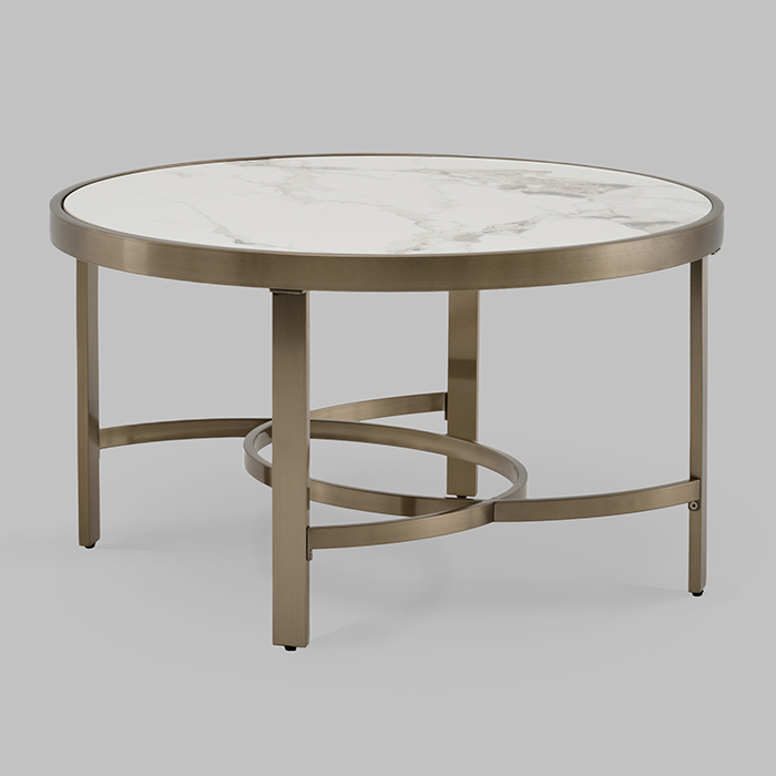 Журнальный столик Адриана D80 светлая керамика Stool Group ECT-223-BRCG-BDFL