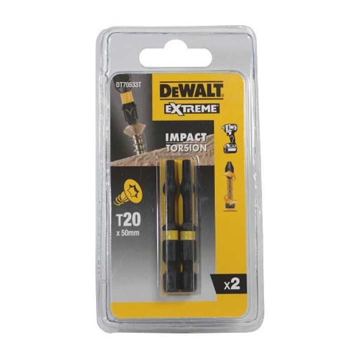 Биты T20 50мм (2 шт) Impact Torsion DeWalt DT70533T-QZ