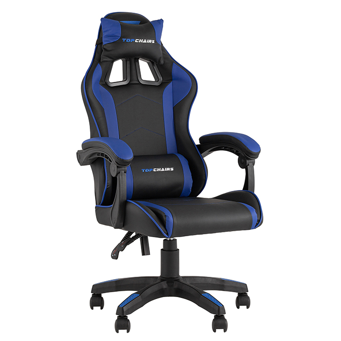 Кресло игровое TopChairs Shadow чёрно-синий Stool Group GF-8079 black+blue