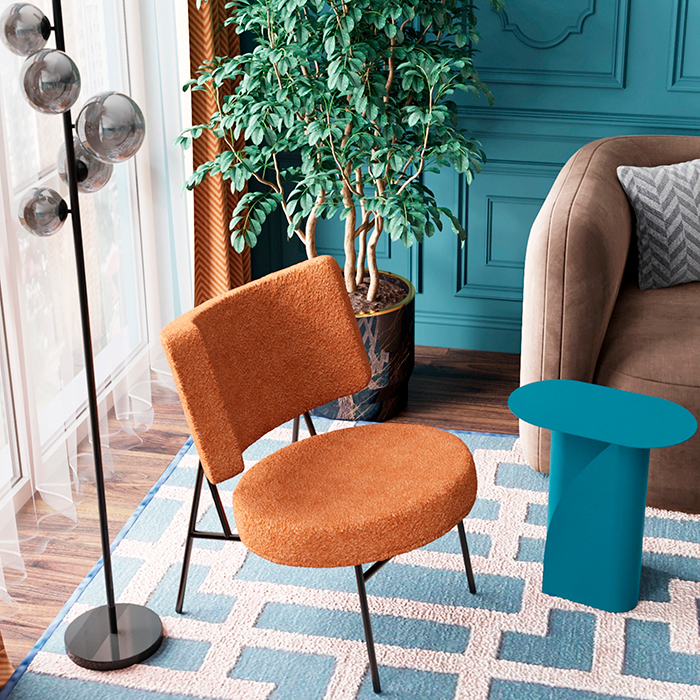 Журнальный столик Yvaine металл синий Stool Group MT-104-1 DB-012